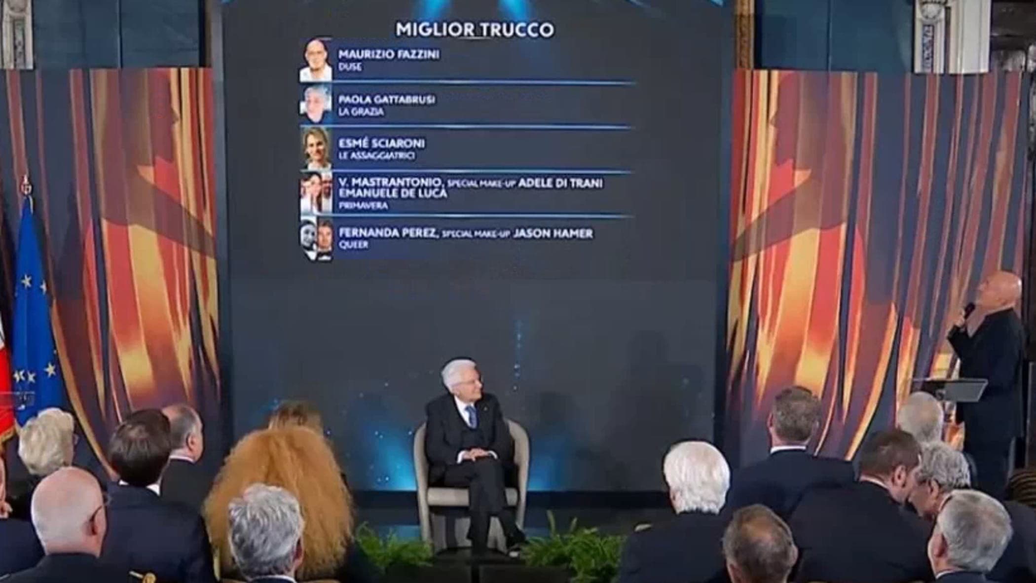 David Donatello, Mattarella: cinema patrimonio del Paese, va sostenuto. Siate audaci, create liberi